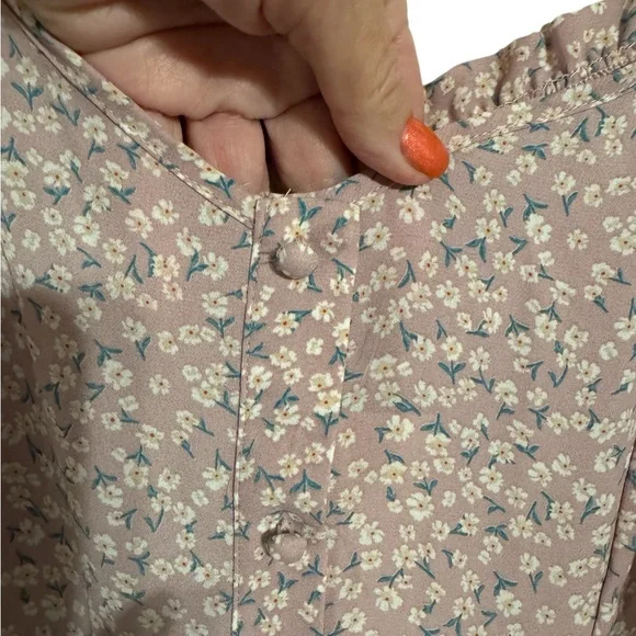❤️NWT Floral Button-Down Dress with Tie Sleeves SMALL    #CL - Picture 2 of 10